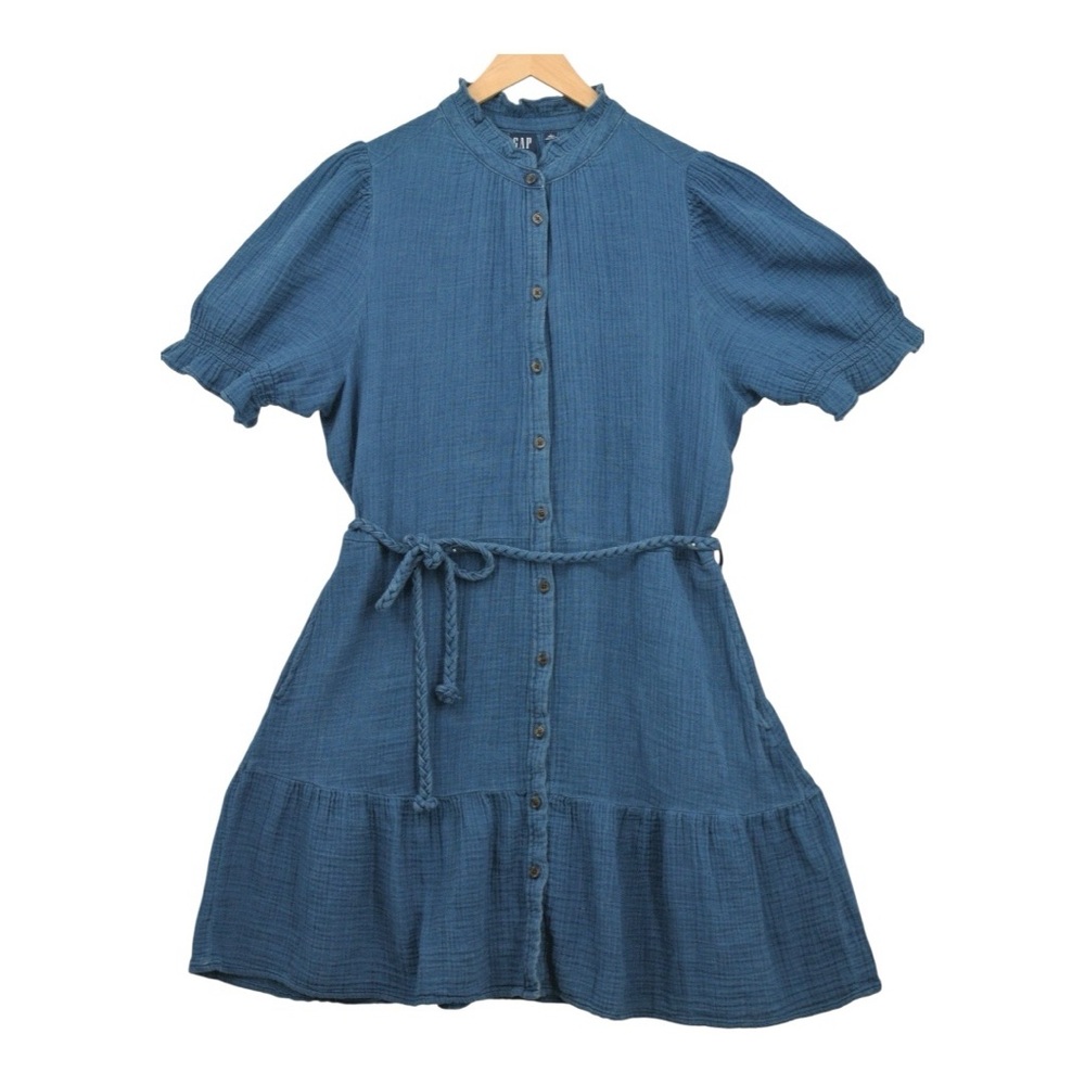 GAP NWT Denim Blue Dress with Tie Belt L (Tall) - Picture 8 of 9